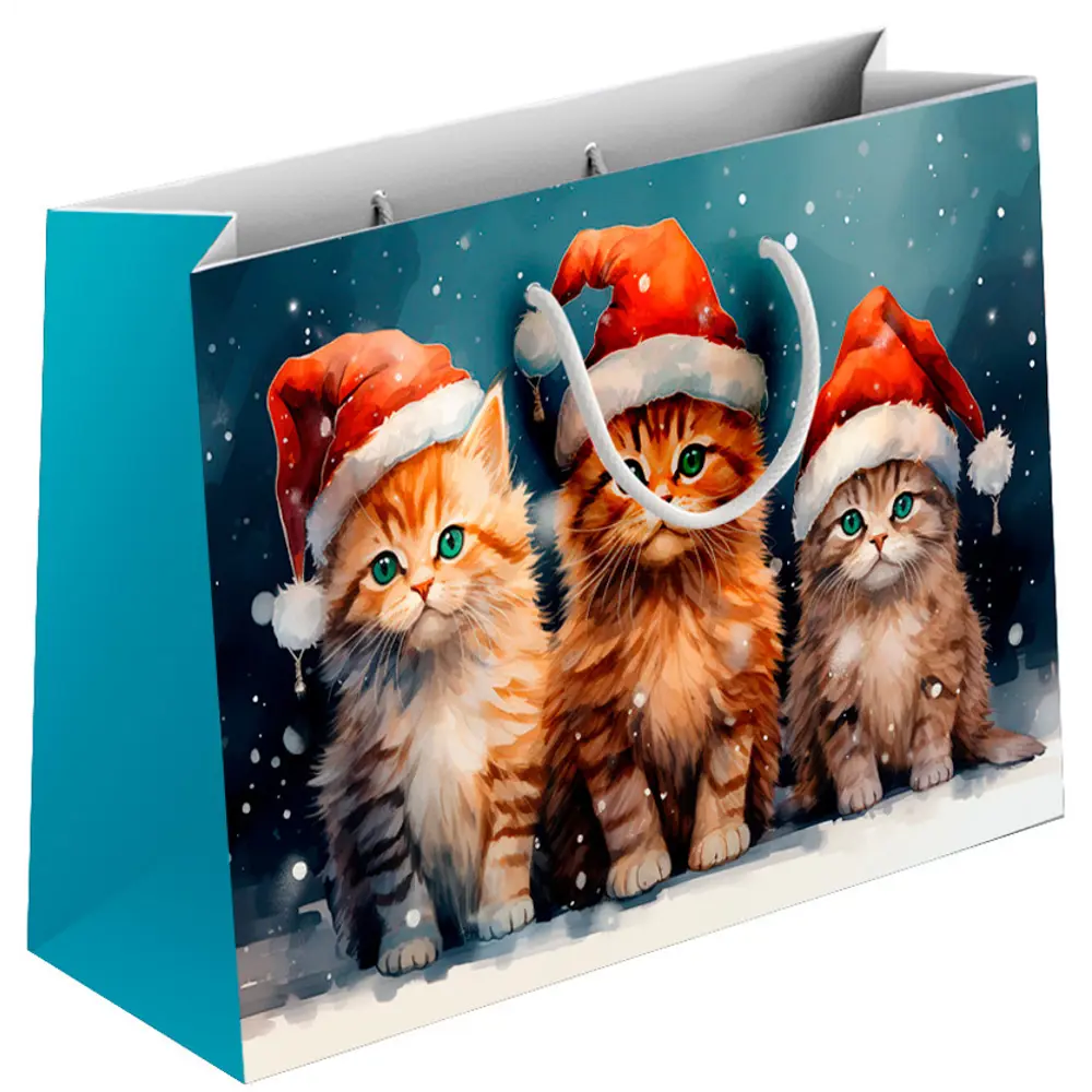 Подарочный пакет Новогодние шапочки 21x30x14 см разноцветный 89427284 STLM-2187654 Santreyd 