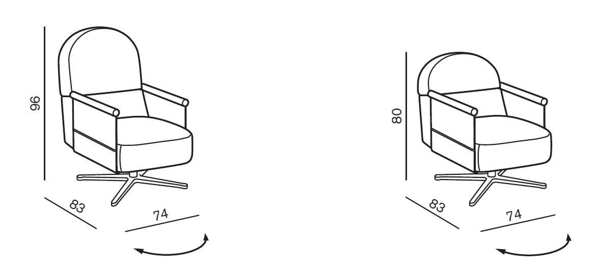 Тканевое вращающееся кресло с подлокотниками Ditre Italia BEYL ARCH-00029743 - Вид №6