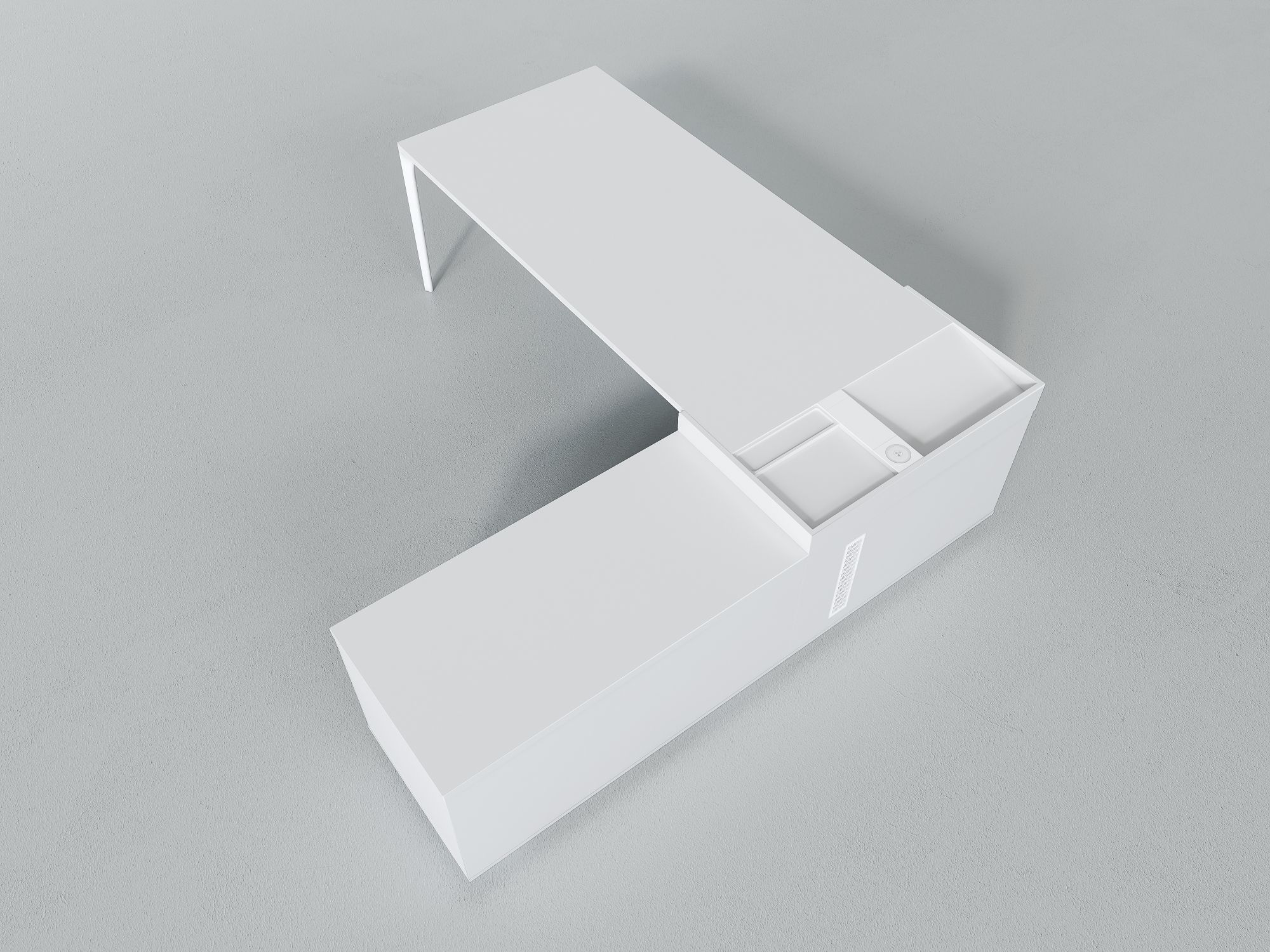 Алюминиевый и деревянный угловой рабочий стол с ящиками Grado Design DADA ARCH-00086716 - Вид №3