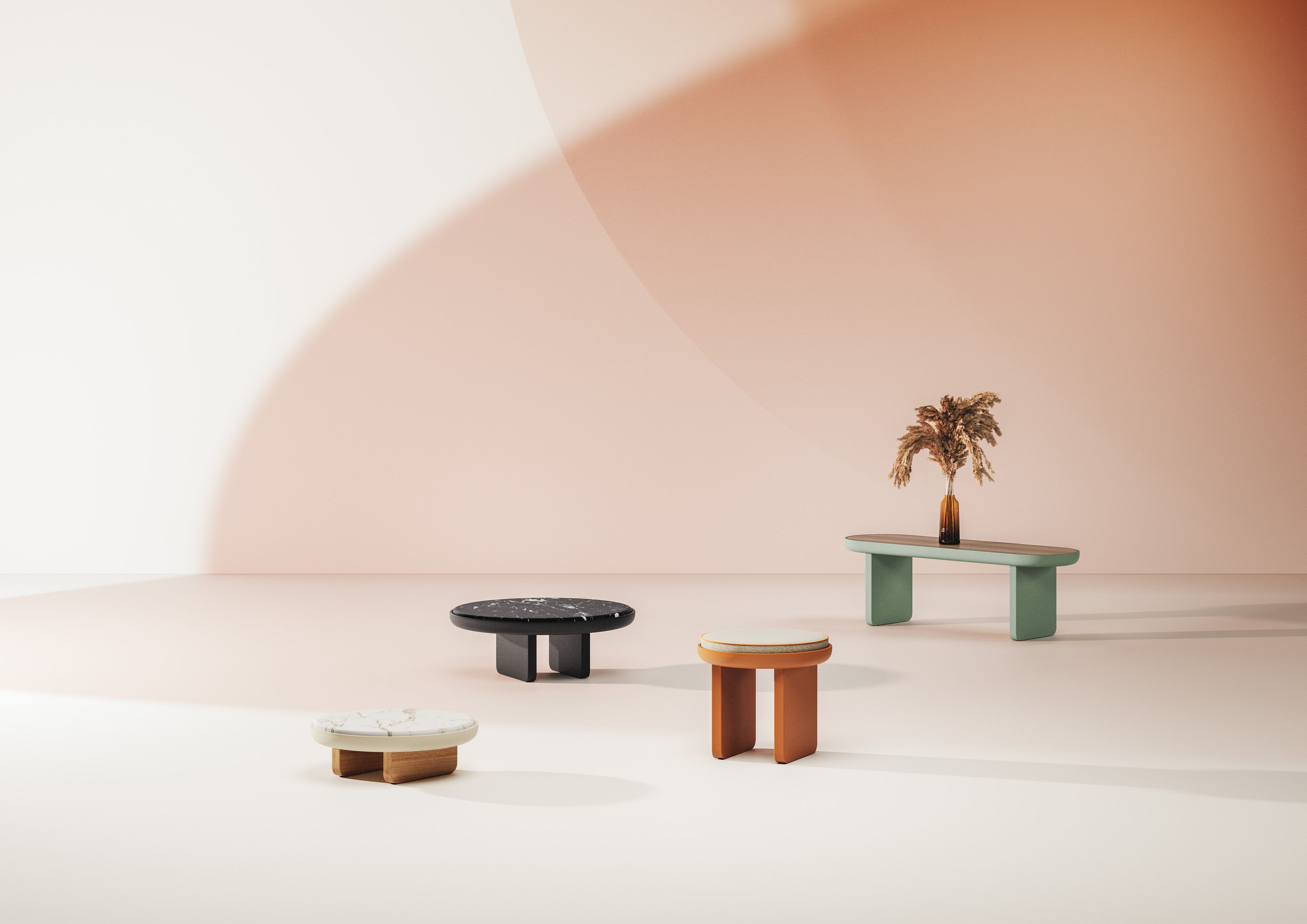 Круглый мраморный журнальный столик Calacatta Falsasquadra Водяные лилии ARCH-00053813 - Вид №1