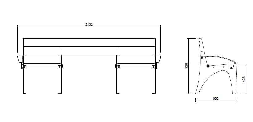 Деревянная скамья со спинкой Studio Città концепция ARCH-00077915 - Вид №2