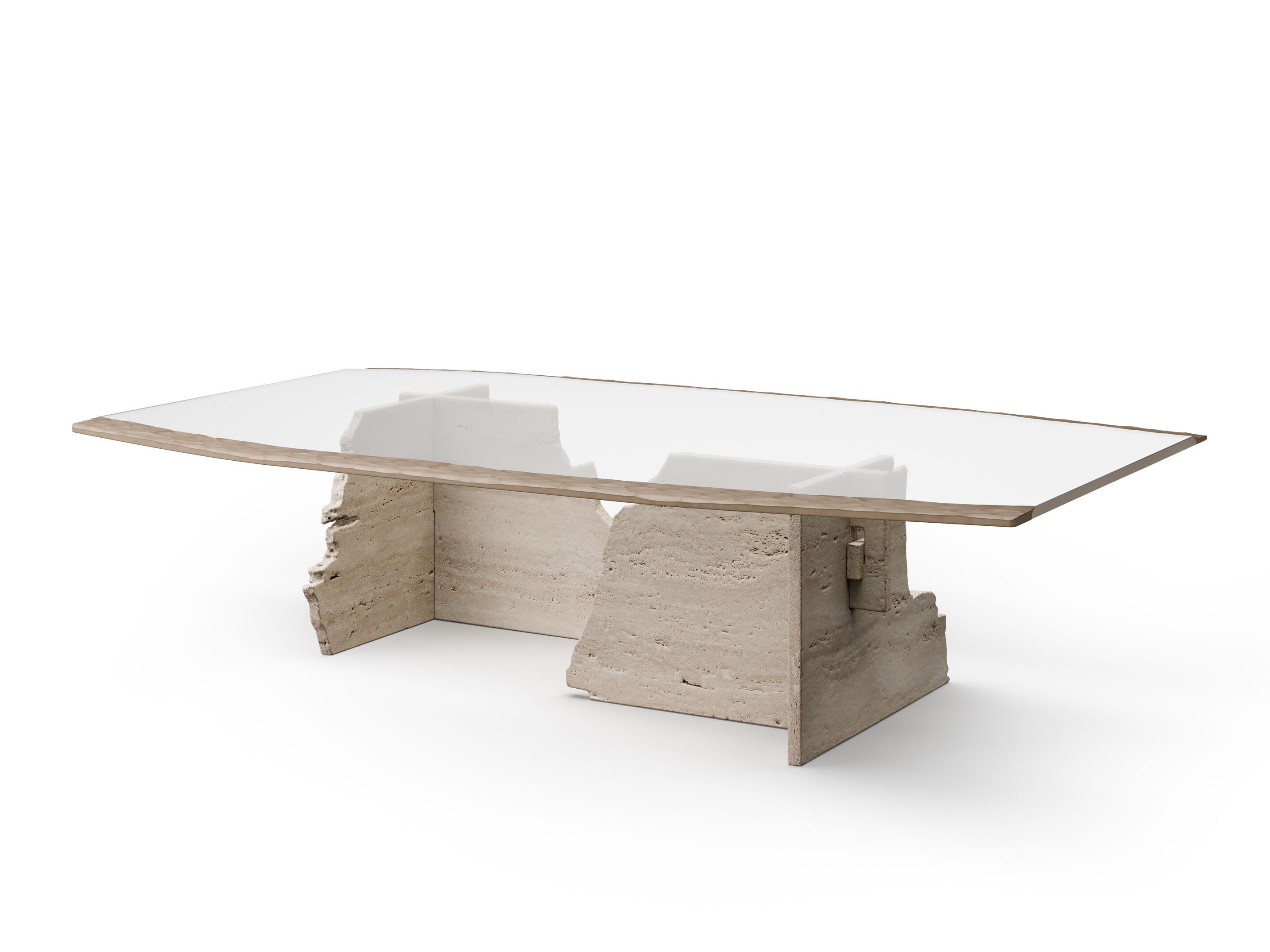 Прямоугольный журнальный столик из травертина и стекла ARTE VENEZIANA пещера ARCH-00018143