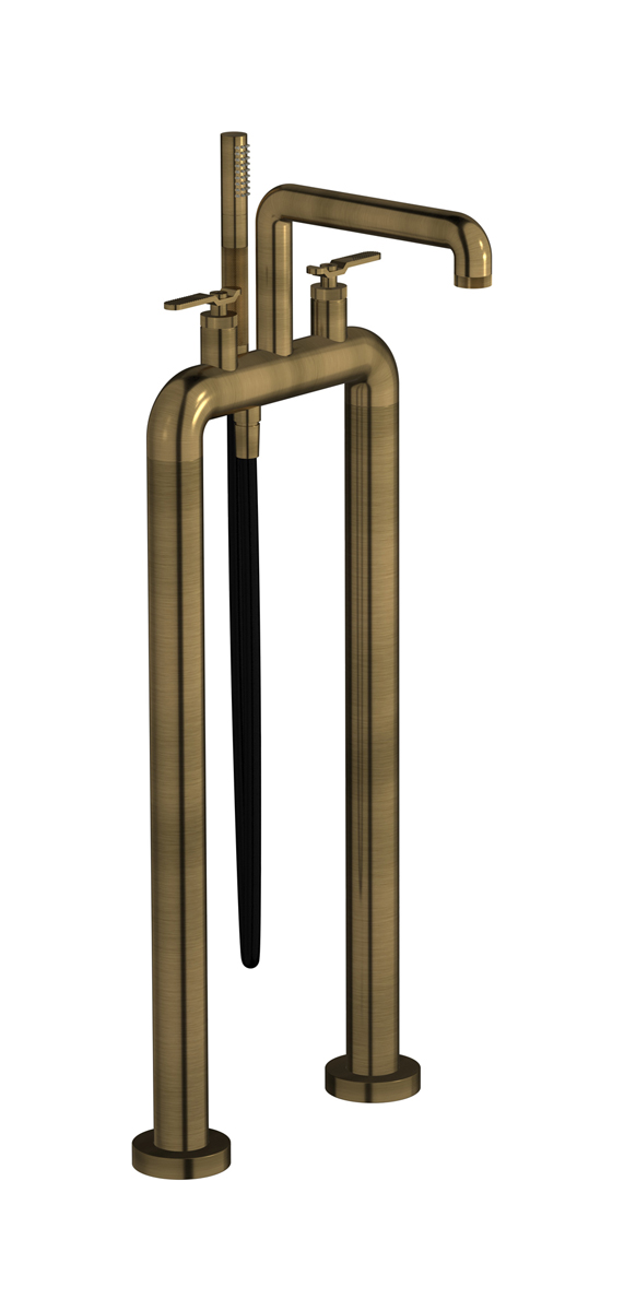 Напольный смеситель для ванны с 2 колоннами и душевым гарнитуром. WE ARE IB b2700mb Modern Bronze Bold