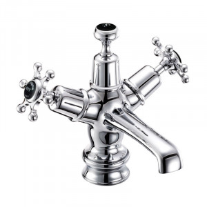 Burlington Смеситель для раковины Birkenhead Regent с отходами Click-Clack с черным акцентом BIR6 BLA