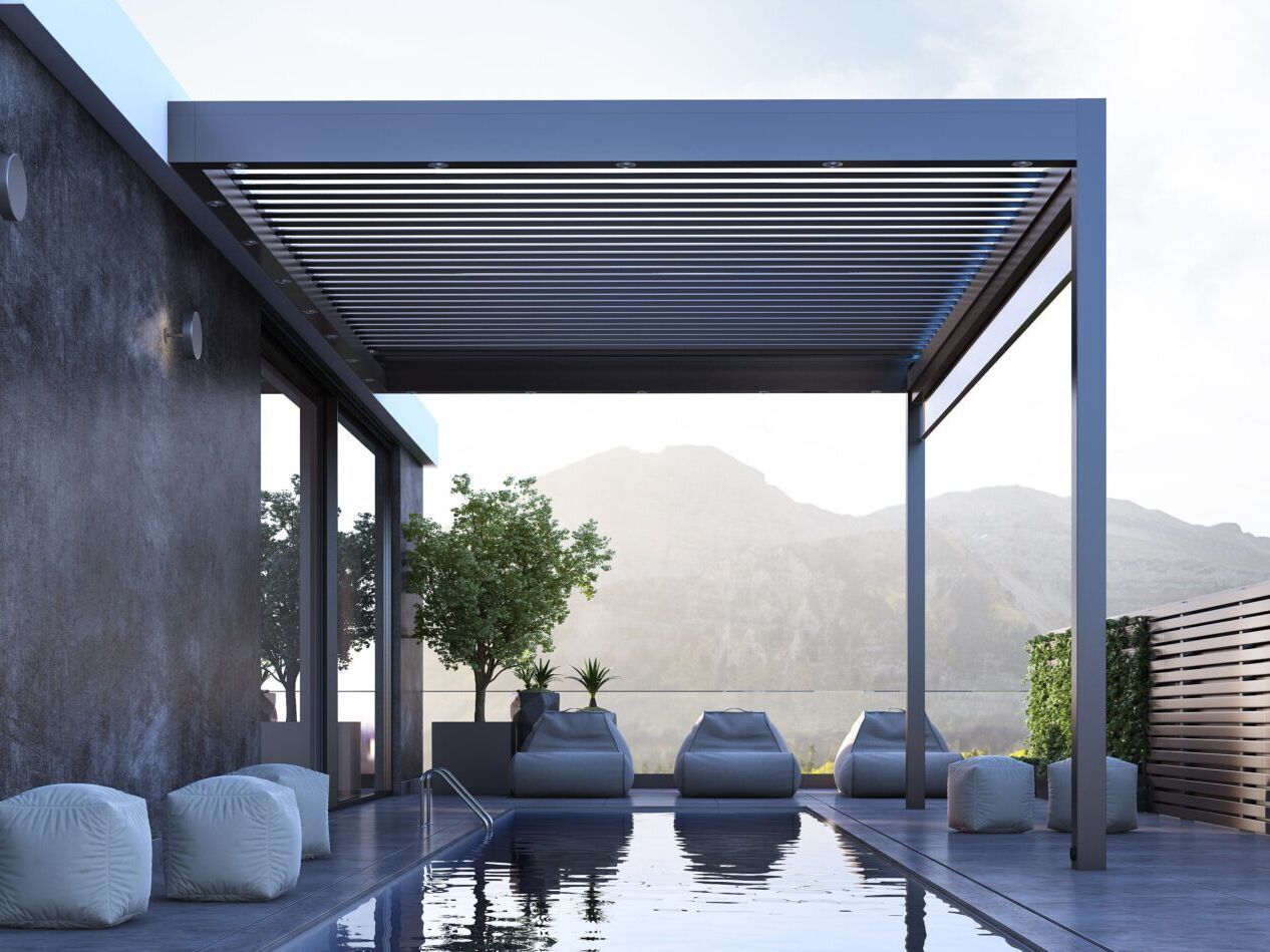 Биоклиматическая беседка из алюминия с поворотными пластинами GLM Outdoor Solutions MYKONOS ARCH-00107360