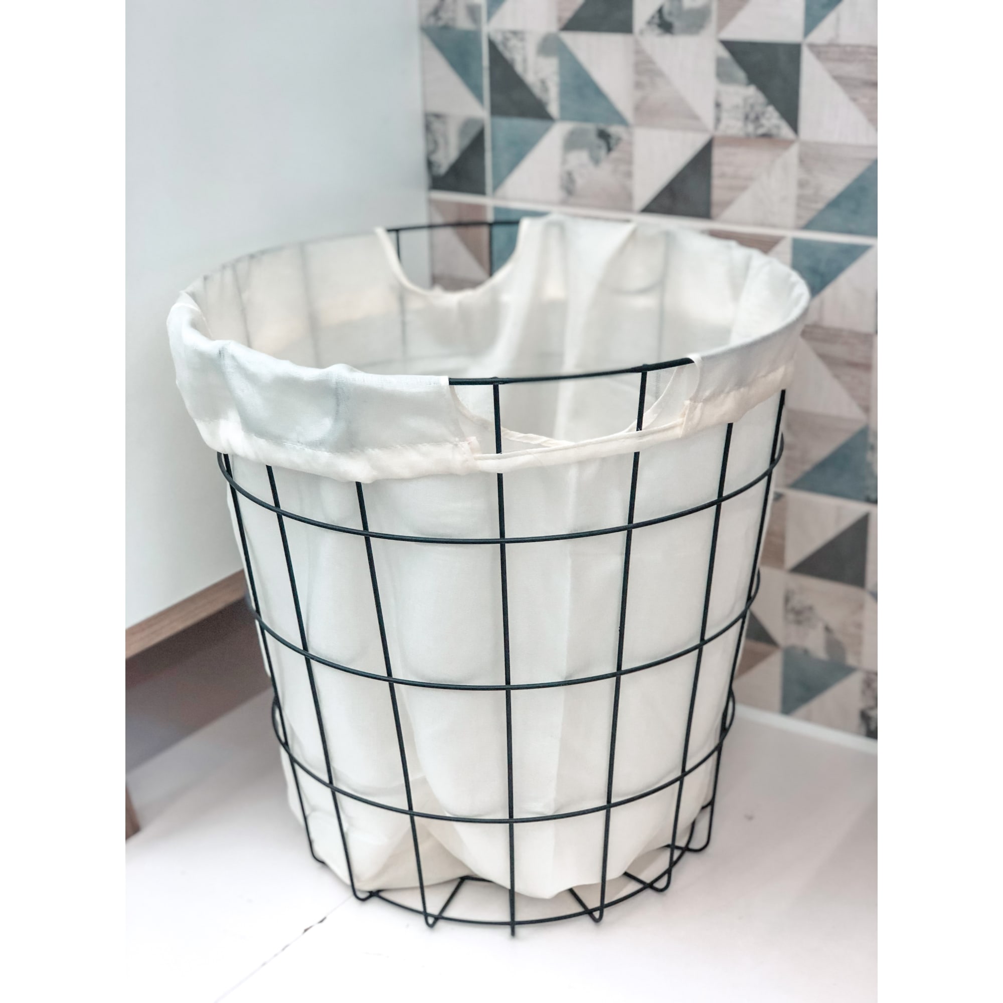 82411011 Корзина для белья с чехлом, 400x400x400 мм, цвет чёрный Аксессуары для ванных комнат Santreyd  - Вид №7