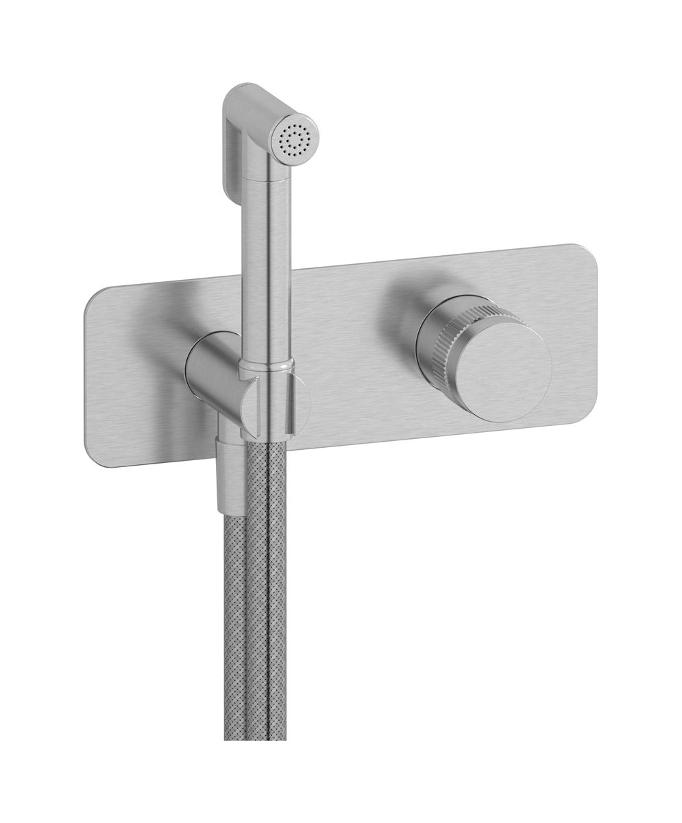 Комплект внешних частей для гигиенического душа с прогрессивным смесителем WE ARE IB rx706ss Brushed Nickel Reflex