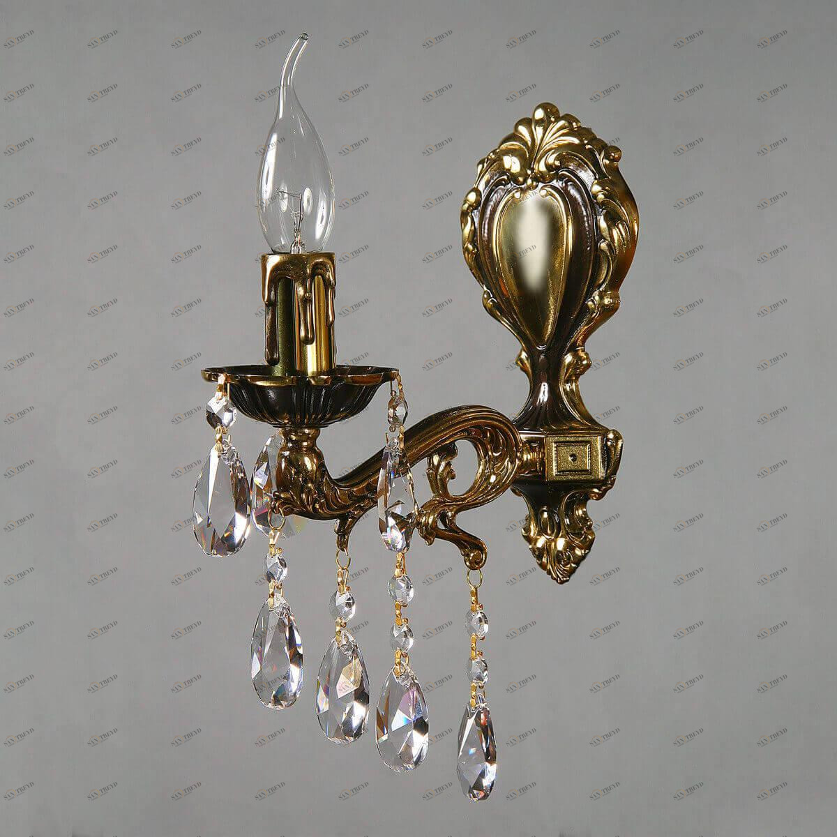 Бра настенное бронзовое Ambiente Leon 2128/1 PB Tear Drop AMBIENTE СВЕЧА 00-3927910 Бронза 