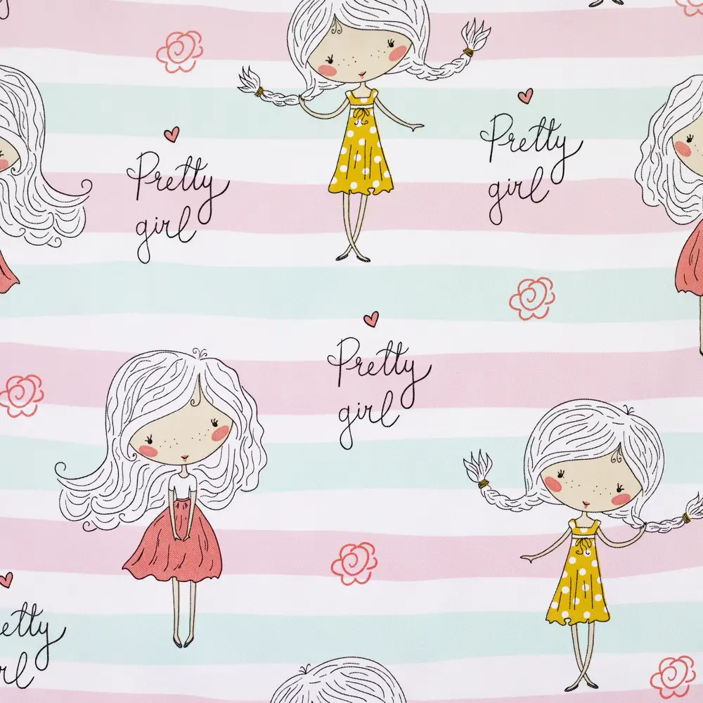 Ткань 1 м/п Девочка велюр 300 см цвет бирюзово-розовый GARDEN STLM-2129172 - Вид №2