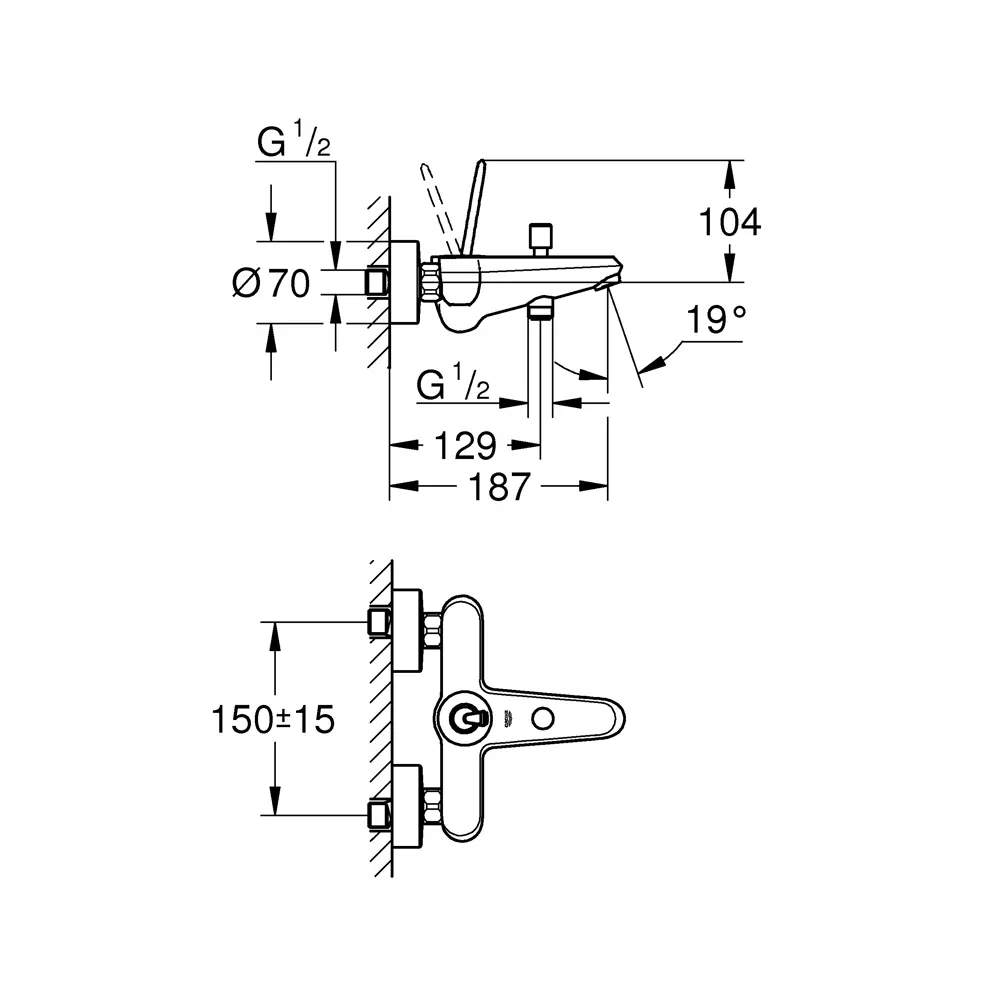 Смеситель для ванны Grohe Eurodisc Joystick однорычажный цвет хром 80158274 STLM-2058138 - Вид №1