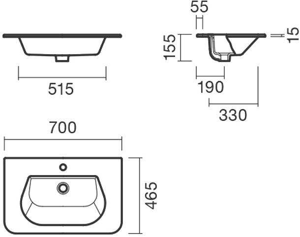 Раковина встраиваемая 70 Sanitana GLAM S10069235900000 - Вид №1