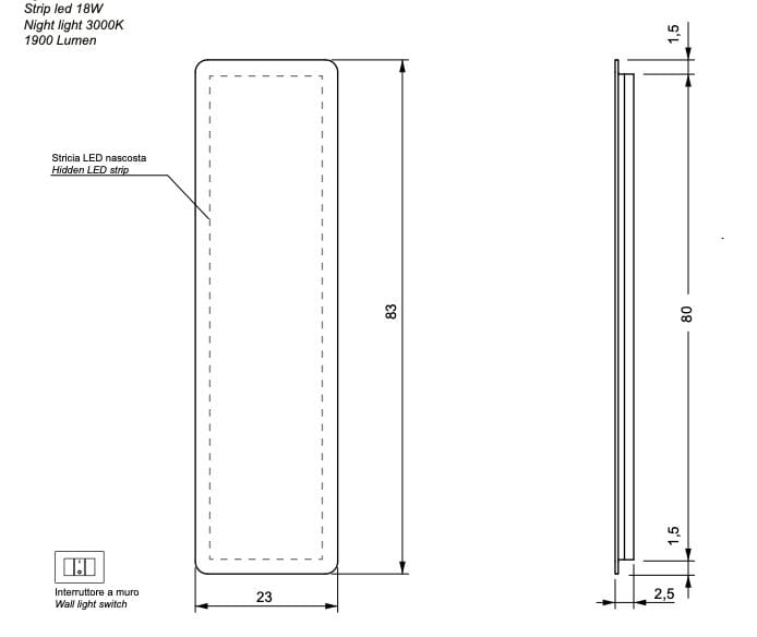 Прямоугольное зеркало со встроенным освещением Nic Mini Living ARCH-00023563 - Вид №3