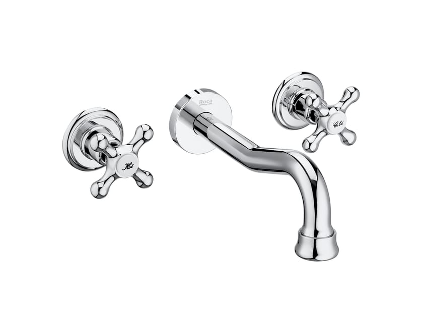 Хромированный латунный настенный смеситель для раковины с отдельными розетками Roca Carmen ARCH-00141174