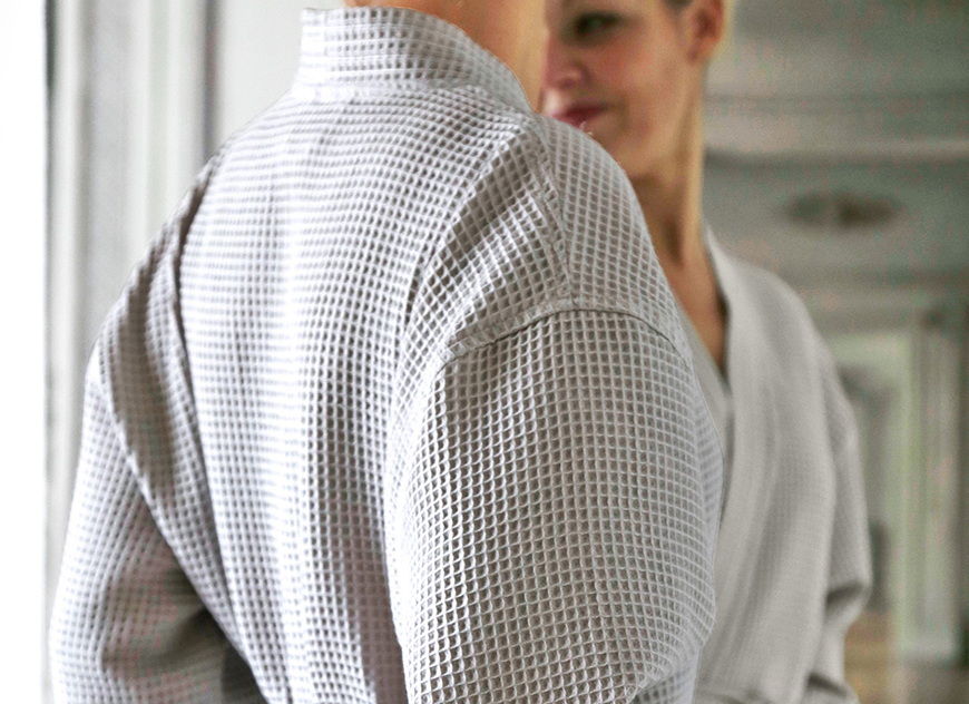 WA_P_M Халат вафельный , унисекс, серый M хлопок 300гр/м2 Blanc des Vosges Santreyd 