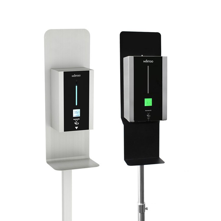 TF88 MIRTOO Сенсорный дозатор с термометром MIRTOO TF88 для антисептика спрей-капельный для дезинфекции рук металлический 1000 мл. матовый  - Вид №3