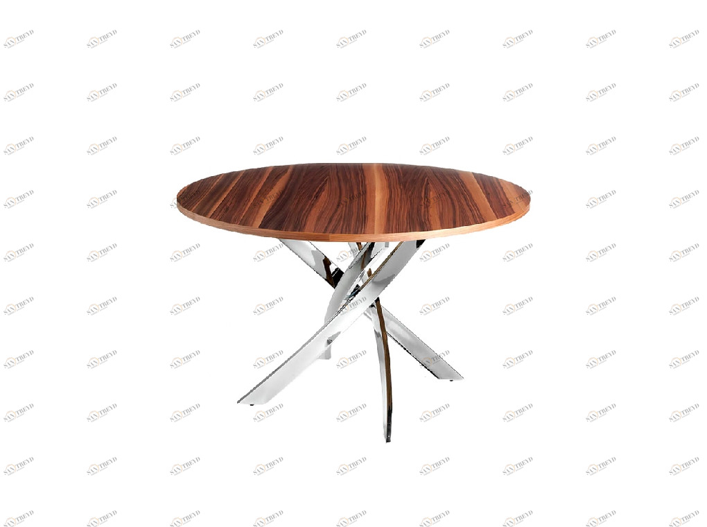Обеденный стол круглый деревянный коричневый 110см F2133 от Angel Cerda ANGEL CERDA  00-3865616 Орех;коричневый;хром 