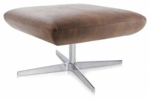 ALMA DESIGN Кожаный пуф с алюминиевым вращающимся основанием X pouf