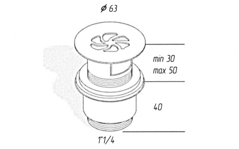 Донный клапан MIGLIORE Ricambi ML.RIC-10.124.BR, с переливом, бронза  - Вид №1