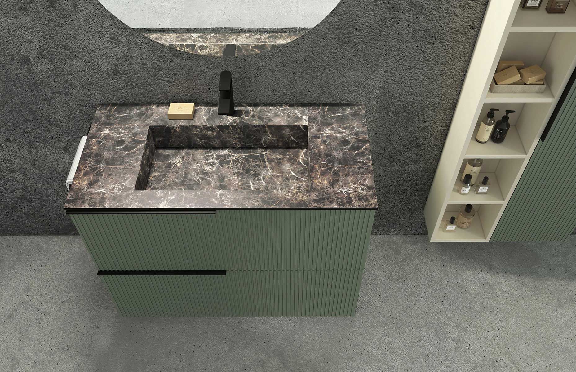 Деревянный напольный шкаф с одной раковиной со встроенной раковиной LEGNOBAGNO Re-Stretch ARCH-00130720 - Вид №1