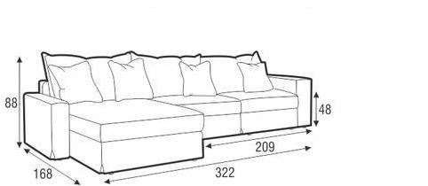 Sits Мягкий 4-х местный тканевый диван с шезлонгом Oscar sun-id-1349339 - Вид №4