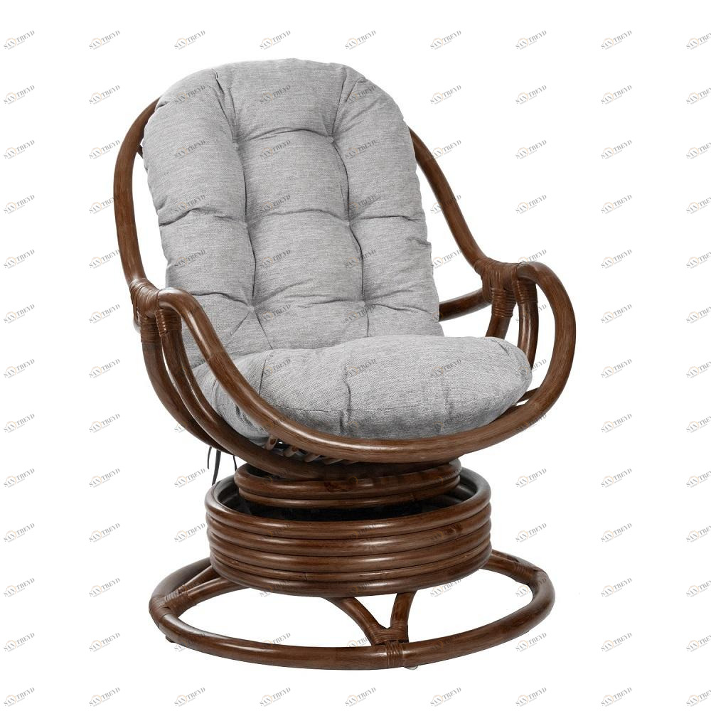 Кресло-качалка из ротанга с подушкой коньяк Kara IMPEX  00-3885598 Коричневый;серый 