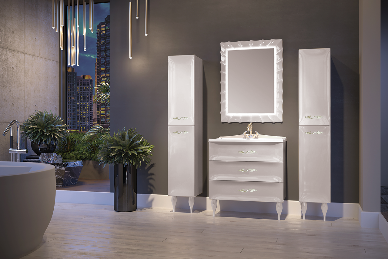 У71290 Тумба с раковиной Lumier 75Н 3в.я. White 1 Marka Art