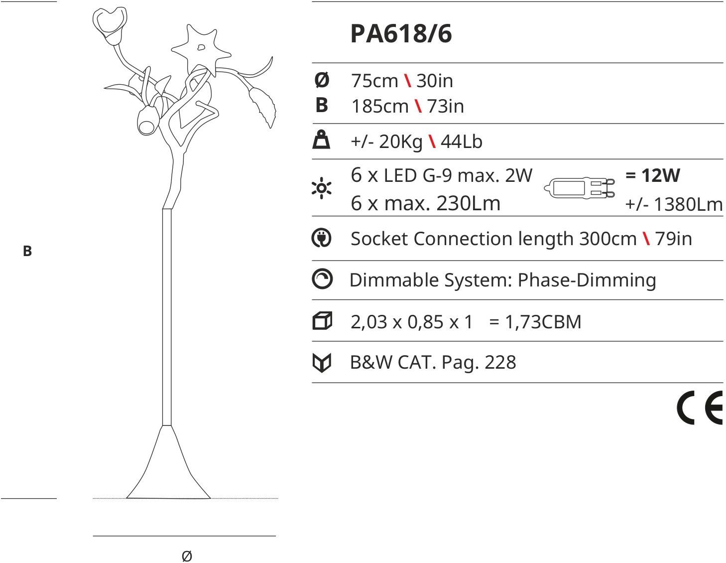 Serip Торшер ручной работы из бронзы Bouquet Pa618/6 - Вид №2