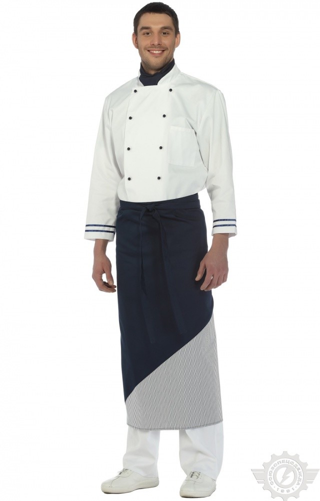 58362 Фартук "ГУРМАН" удлиненный цвет темно-синий с полоской  Одежда для официантов  размер Спецодежда  - Вид №5