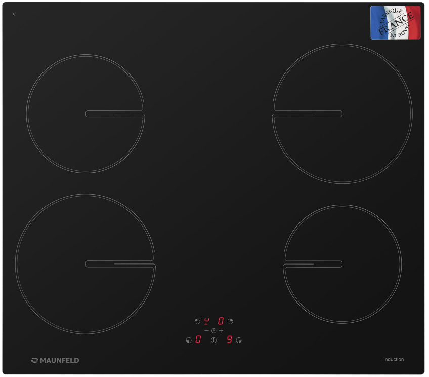 MVSI59.4HZ-BK Электрическая панель черная/ индукционная, 60см, сенсорное управление , автоотключение, индикация нагрева, черная, франция Maunfeld Santreyd 