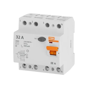 УЗО TDM Electric ВД1-63S 4Р 32 А 300 мА 6 кА AC