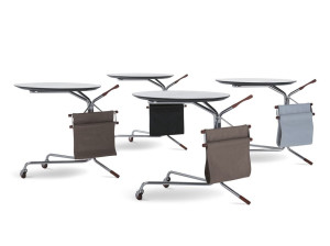 Кожаный журнальный столик с колесами и журнальным столиком