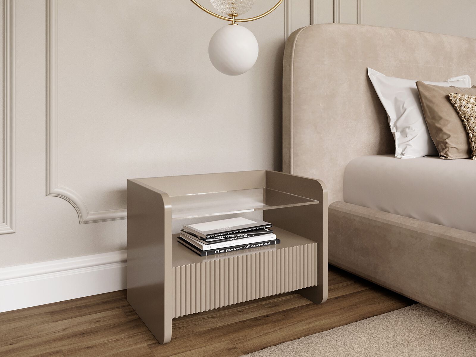 Прямоугольная тумбочка из дерева и стекла с ящиками ANA ROQUE INTERIORS ARCH-00149391 - Вид №1