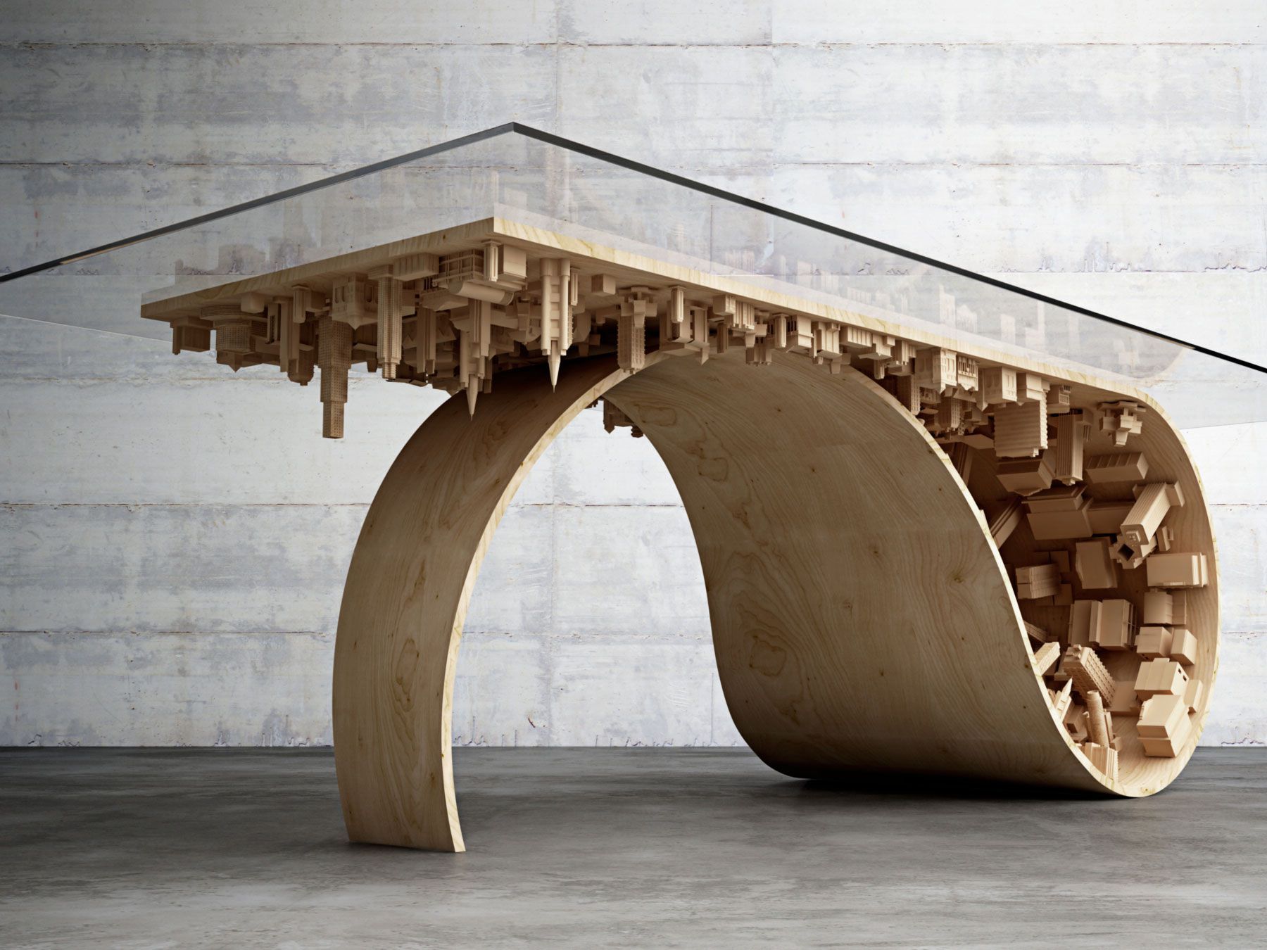 Прямоугольный обеденный стол из дерева и стекла LO Contemporary город ARCH-00088576 - Вид №1