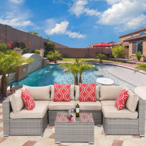 YR822BgB Grey-Beige Плетеный модульный диван YR822BgB Grey/Beige Afina