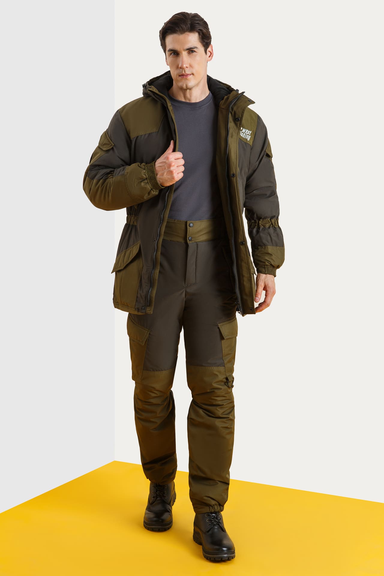 63934 Костюм  зимний хаки West Fishing  Зимняя спецодежда Santreyd  - Вид №7