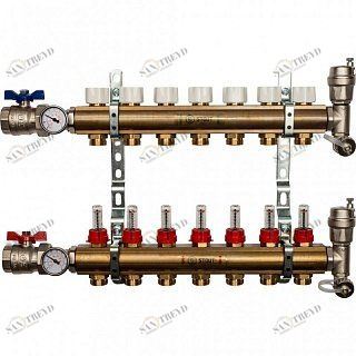 Коллектор из латуни на 7 вых. с расходомерами STOUT SMB0473000007