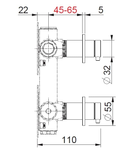Смеситель для душа из нержавеющей стали с 2 отверстиями BEAMTECH Timeless ARCH-00044721 - Вид №1