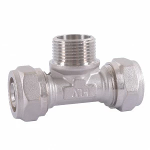 HLV-114333.№.03 Тройник обжимной HLV  с переходом на наружную резьбу