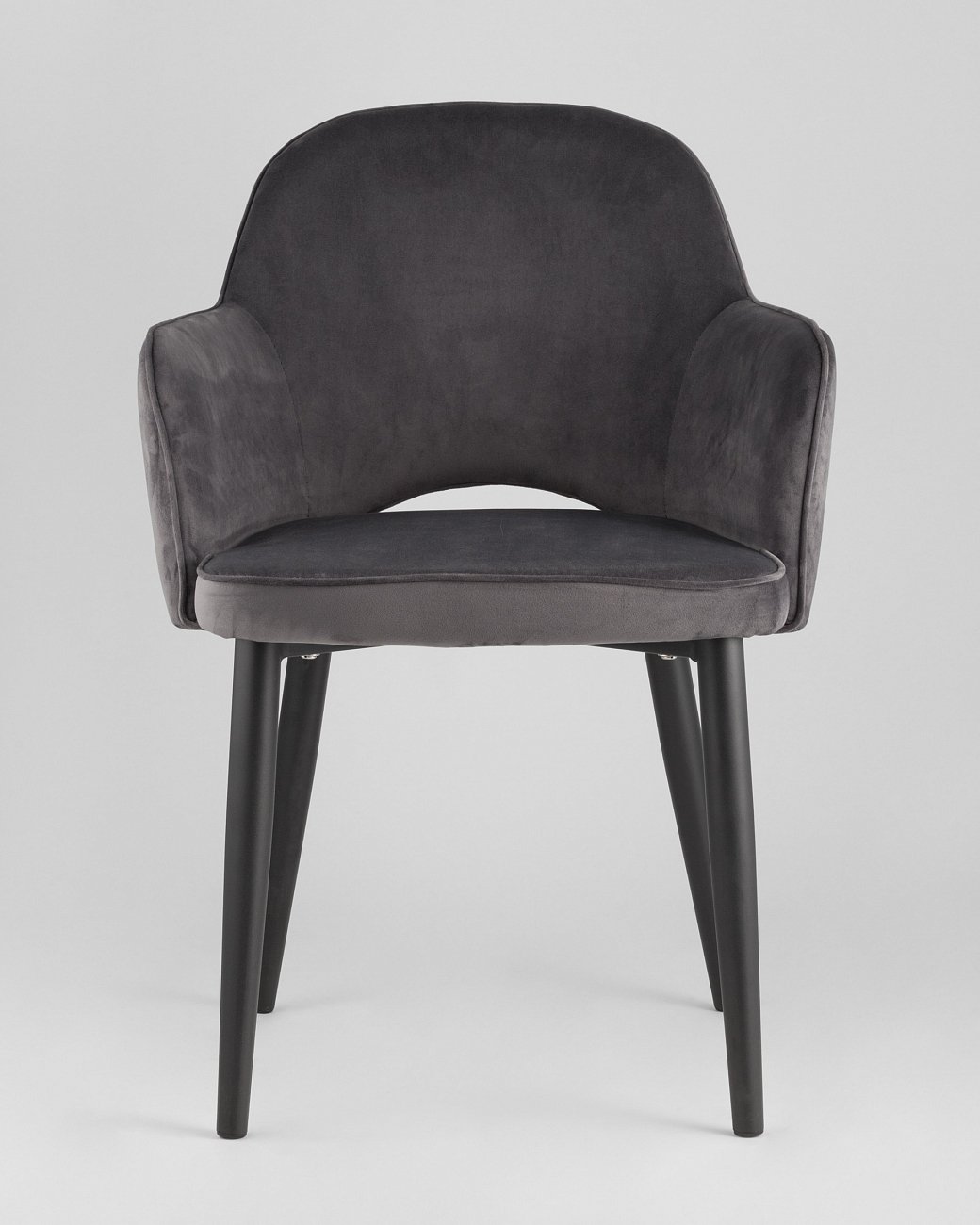 Стул с подлокотниками мягкий серый с черными металлическими ножками "Венера" STOOL GROUP ДИЗАЙНЕРСКИЕ 00-3881945 Серый  - Вид №1