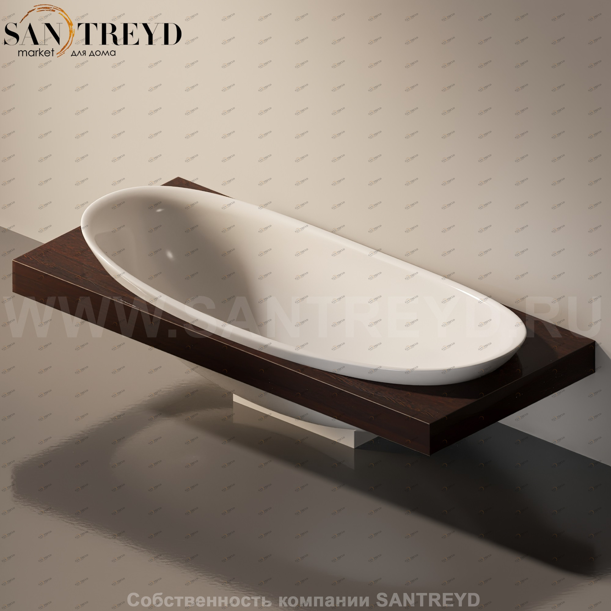 Flaminia IO e SI Столешница с отверстием под ванну темный дуб IO84M1.WD Ceramica Flaminia IO84M1WD