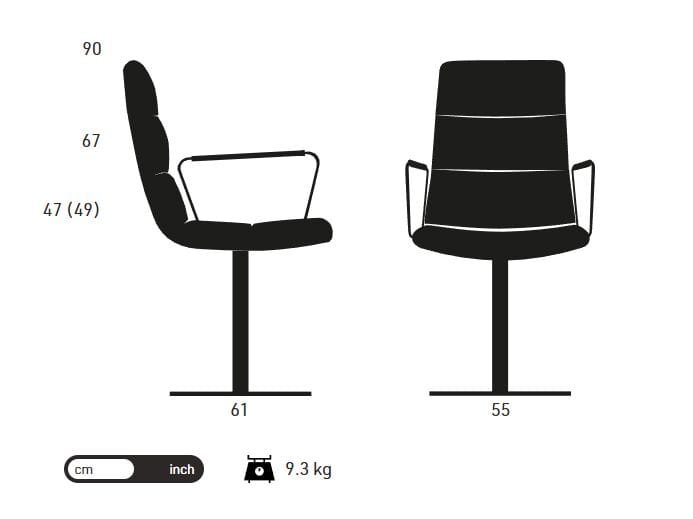 Вращающийся мягкий стул с подлокотниками KFF Arva Light ARCH-00075564 - Вид №2