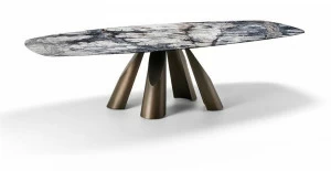 Arketipo Прямоугольный стол из тёмного мрамора и металла emperador