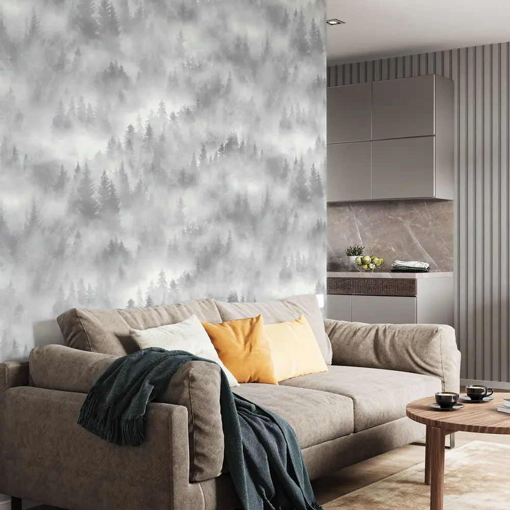 Palitra Home My Forest - Серые флизелиновые обои с лесным принтом 85683039 STLM-0065160 - Вид №3