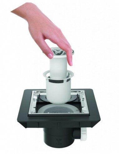 460810 000 00  Напольный трап Quadratto для душевой кабины, регулируемый каркас, облицованный плиткой, декоративная решетка из хромированного металла Valentin Хром  - Вид №3