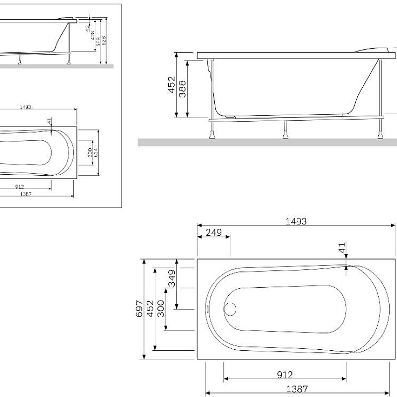W85A-150-070W-P Панель фронтальная (универсальная) для ванн /Spirit 150 см шт AM.PM Joy - Вид №1