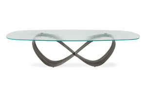 Прямоугольный стол из стали и хрусталя