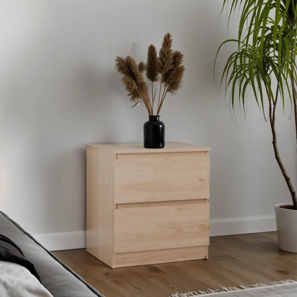 Santreyd — Прикроватная тумба с двумя ящиками в стиле дуб гикори 86188351