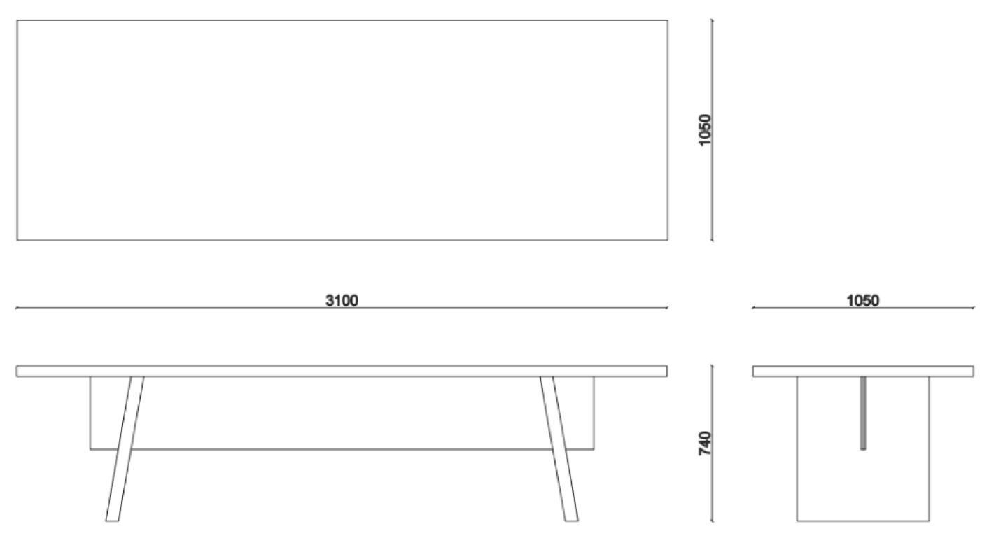 Прямоугольный стол из черного дуба Falsasquadra Альберико ARCH-00128708 - Вид №1