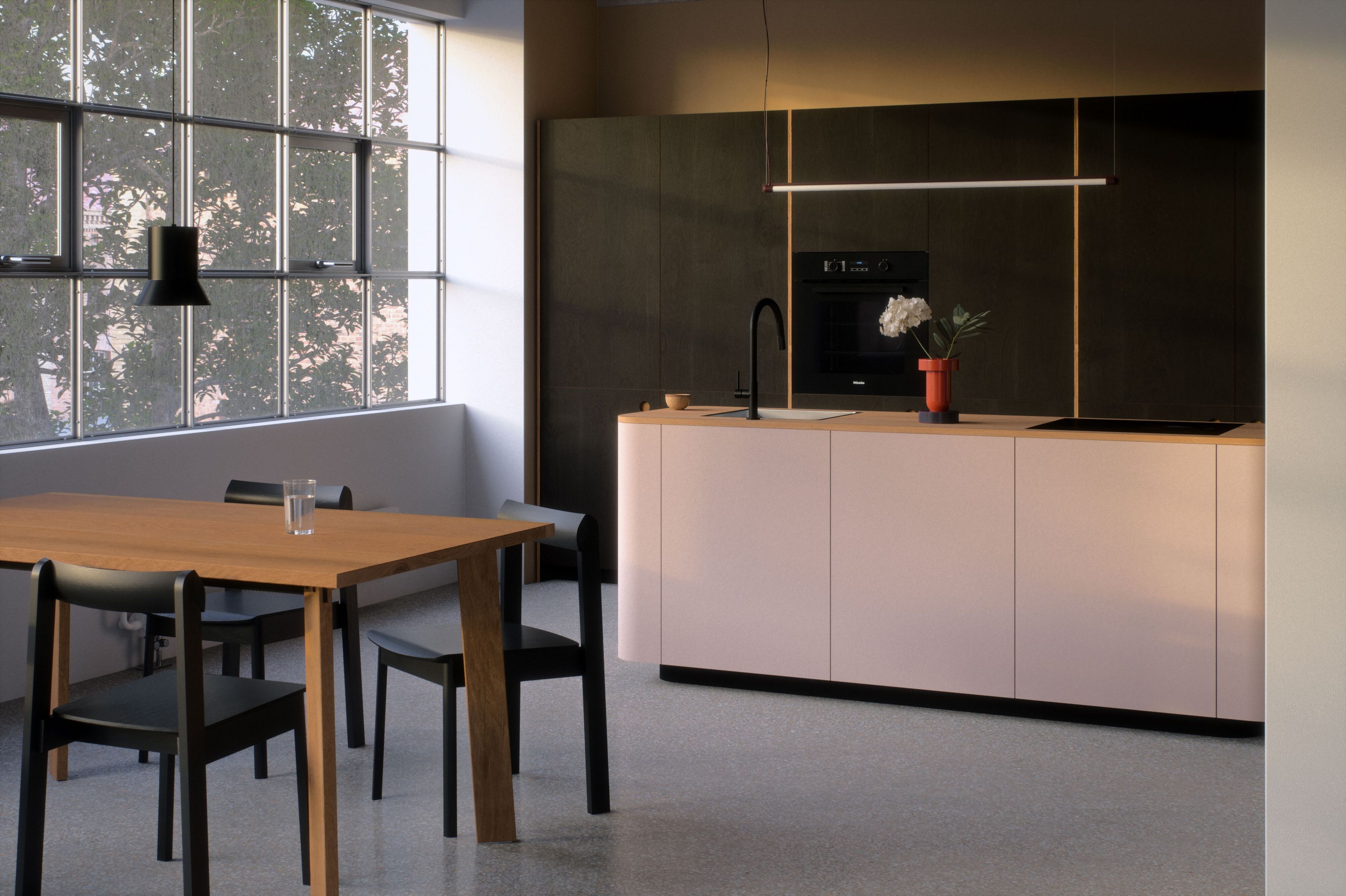 Деревянная линейная кухня с островом Neuvermoebelt SMART LINE KITCHEN SYSTEMS ARCH-00113433 - Вид №1