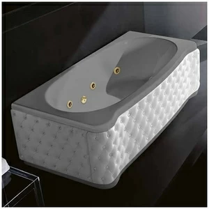 Ванна Gruppo treesse New Classic Young STD-V6747-DX-KB-SEZ серая с золотой фурнитурой и гидромассажем прямоугольная правая белая кожа